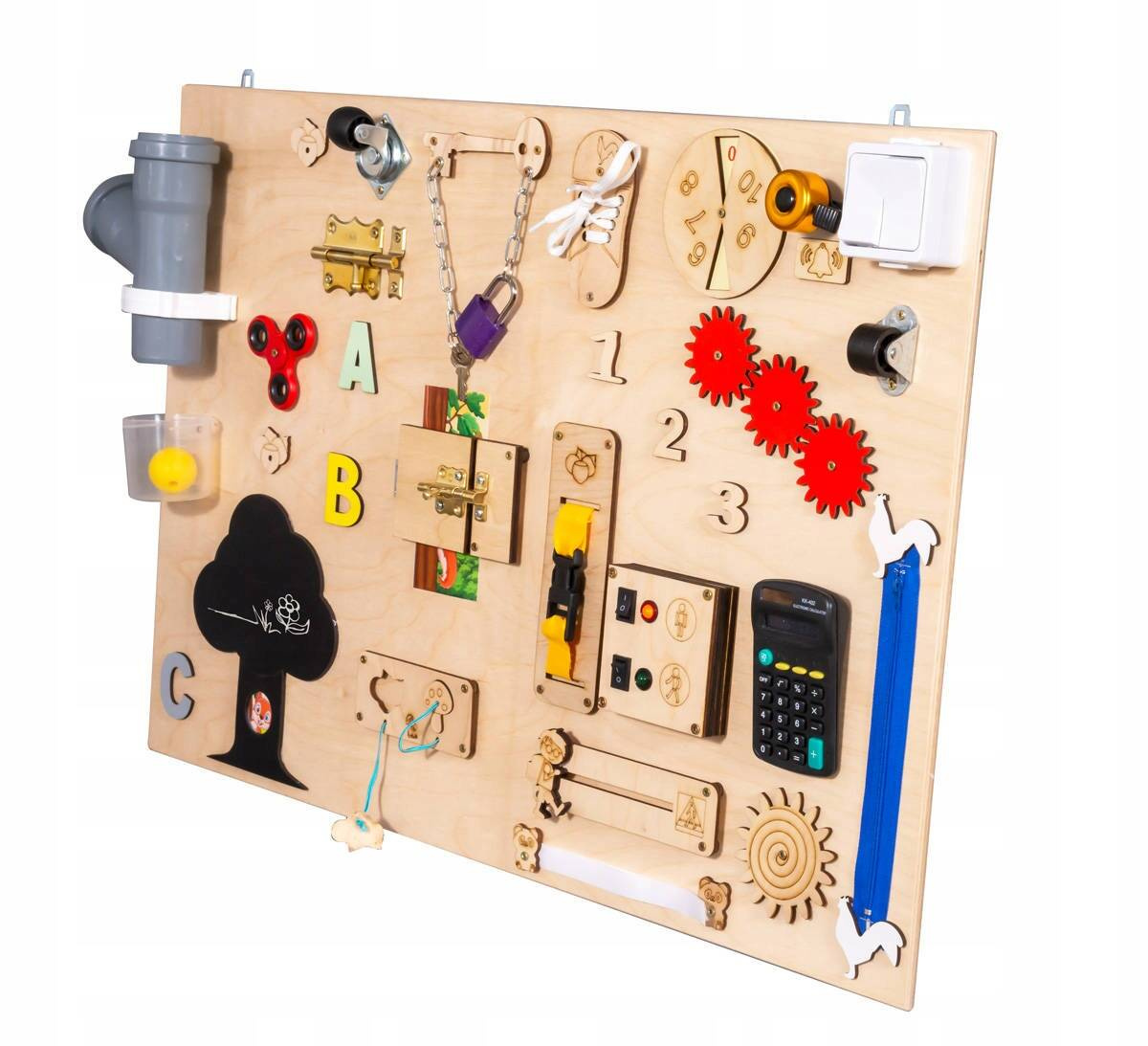 Tablica Drewniana Manipulacyjna Sensoryczna ELEKTRONIK XXL 3+ 3ToysM MT21_2