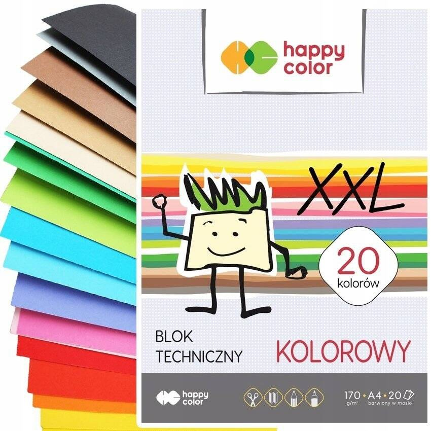 Blok Techniczny A4 20 Kolorów 170g/m2 Happy Color_1