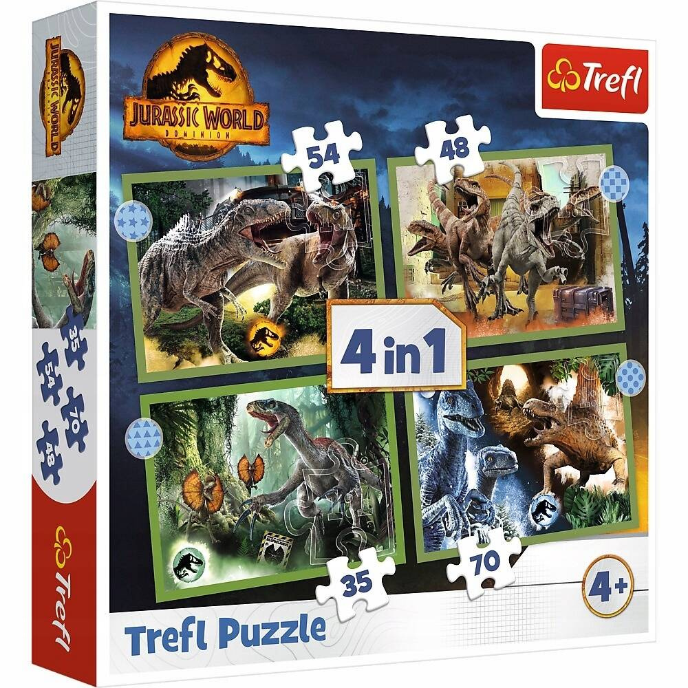 Puzzle 4w1 Układanka DINOZAURY Jurassic World Tyranozaur 4+ Trefl 34607_6