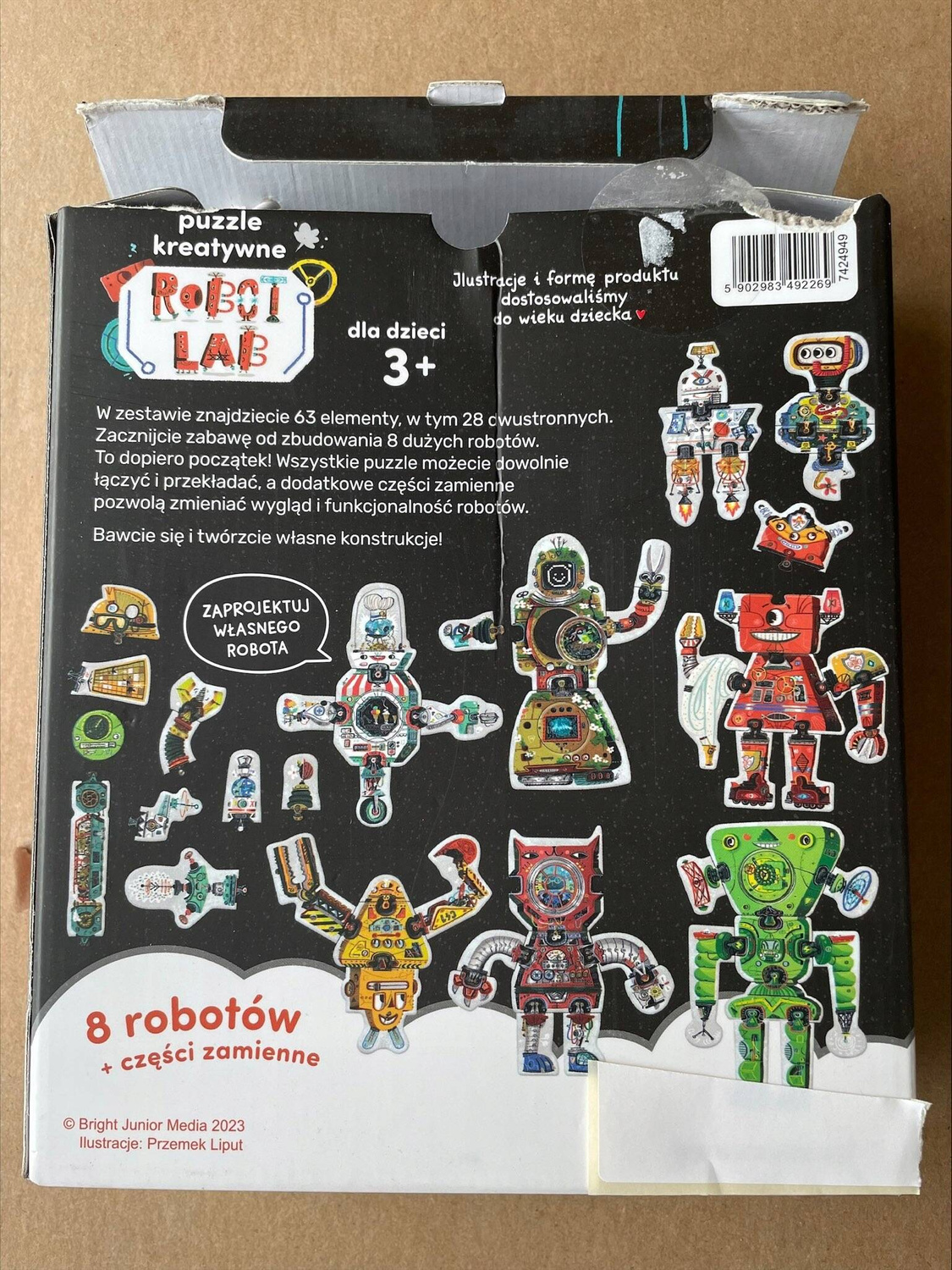 Puzzle Kreatywne Robot Lab 8 Układanek 63el. 3+ CzuCzu OUTLET_1