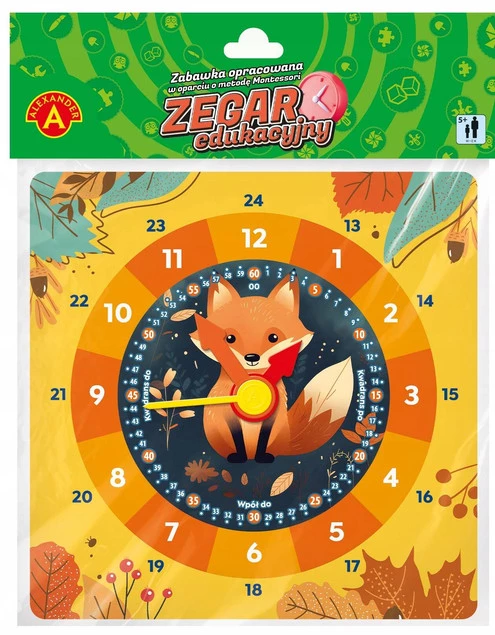Zegar Zabawka Edukacyjna Tekturowa Lis Lisek 5+ Alexander 2794_1