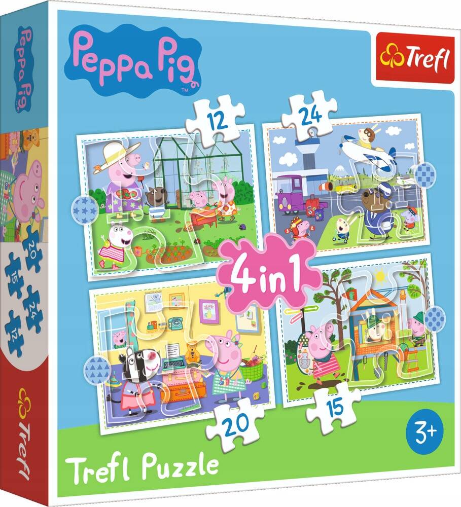 Puzzle 4w1 Układanka Dla Dzieci Świnka Peppa 3+ Peppa Pig Trefl 34359_1
