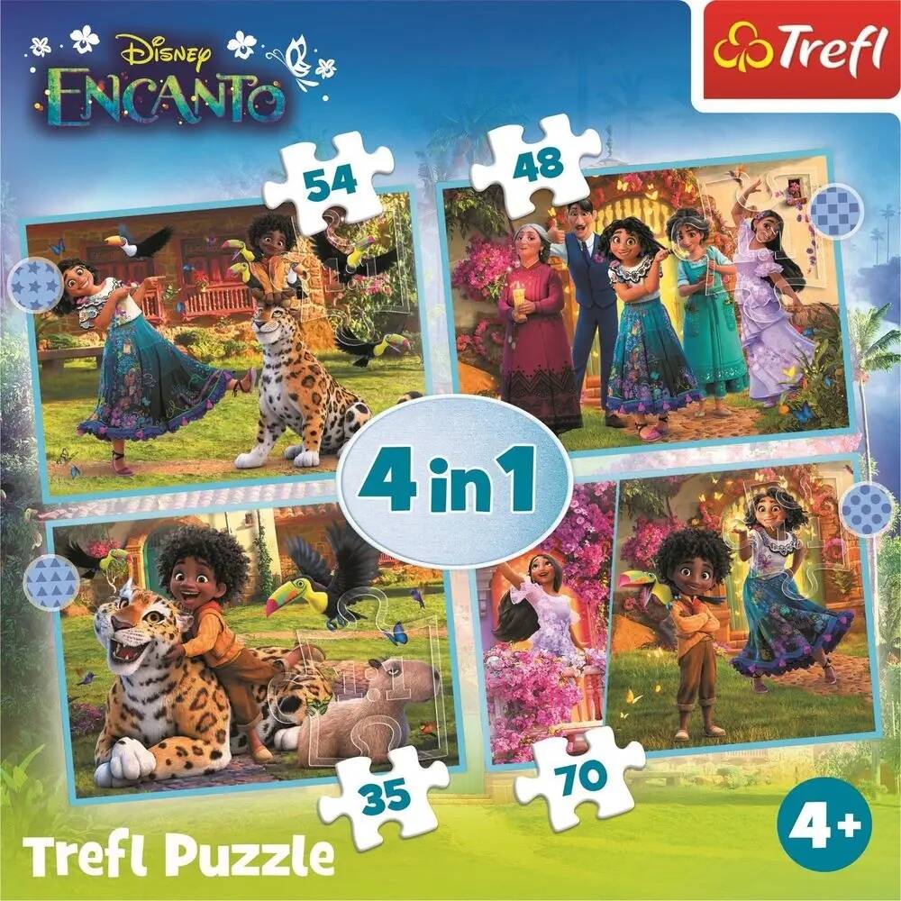 Puzzle 4w1 Układanka Bajka ENCANTO Nasze Magiczne 4+ Trefl 34615_1