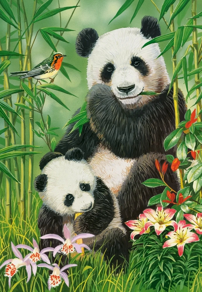 Puzzle 300 Układanka Natura PANDY Panda Miś Dżungla Widok 8+ Castorland_1