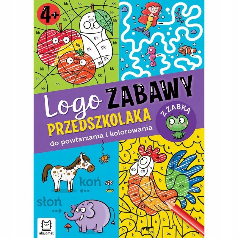 Logo Zabawy Przedszkolaka Do Powtarzania i Kolorowania Z Żabką 4+ Aksjomat_1