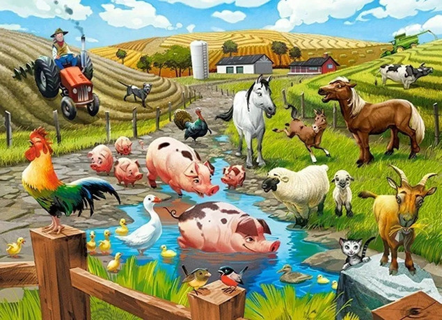 Puzzle 70 Układanka Farma GOSPODARSTWO Zwierzęta Wieś Na Wsi 5+ Castorland_1