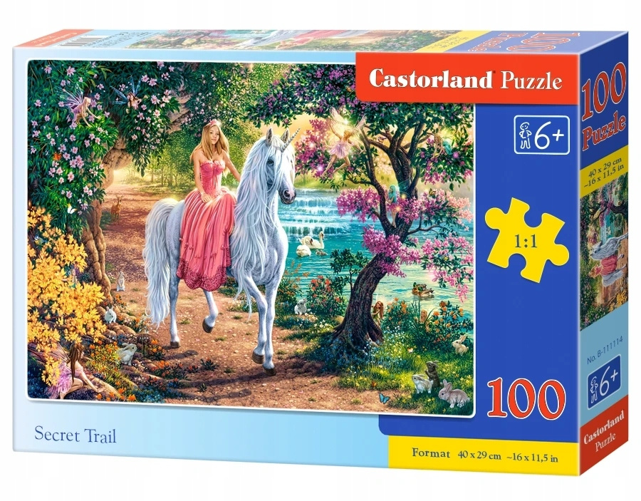 Puzzle 100 Układanka Księżniczka JEDNOROŻEC Koń Las Jezioro 6+ Castorland_2