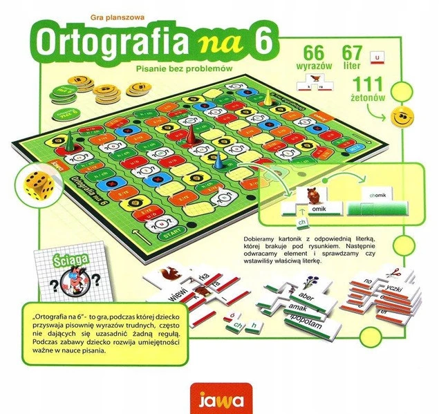 Ortografia Na 6 Pisanie Bez Problemu Gra Edukacyjna Planszowa 5+ Jawa 01335_5
