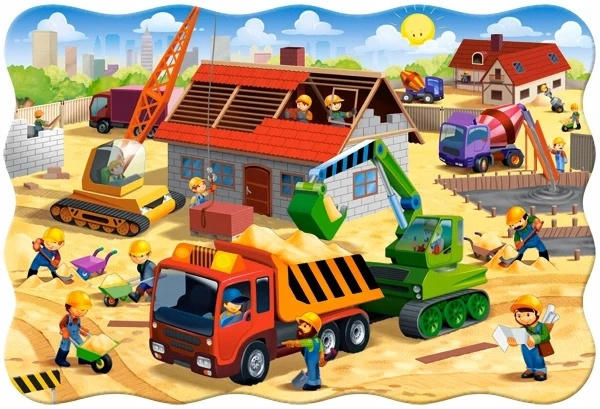Puzzle 20 Maxi Układanka PLAC BUDOWY Koparka Dźwig Pojazdy 4+ Castorland_1