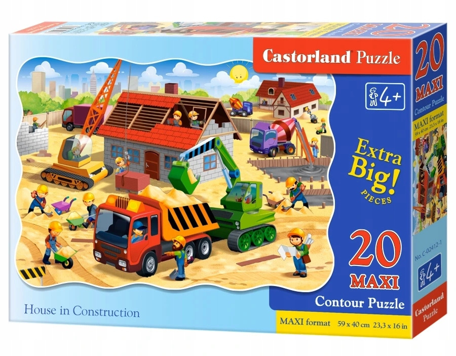 Puzzle 20 Maxi Układanka PLAC BUDOWY Koparka Dźwig Pojazdy 4+ Castorland_2