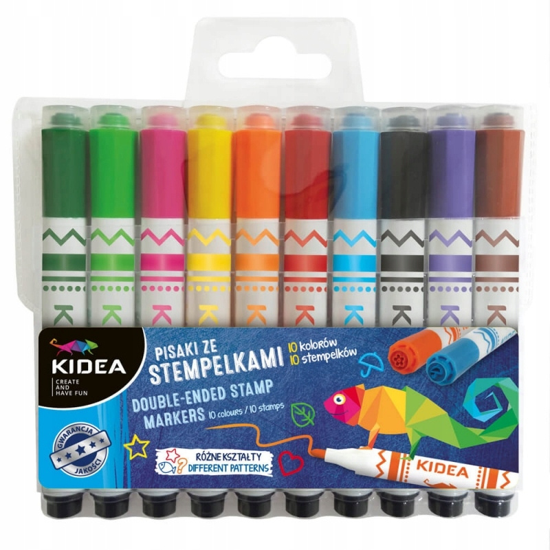 Pisaki Mazaki Ze STEMPELKAMI w Etui 10 Kolorów Kidea_6