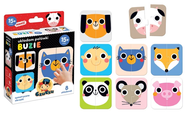 Puzzle Układam Połówki Buzie Układanka Edukacyjna 16el. 15M+ CzuCzu_1