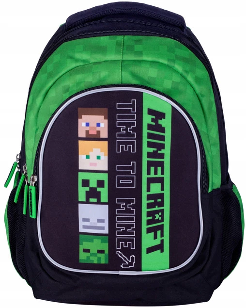 Plecak Szkolny Wielokomorowy MINECRAFT 20l Czarny Zielony Astra_2