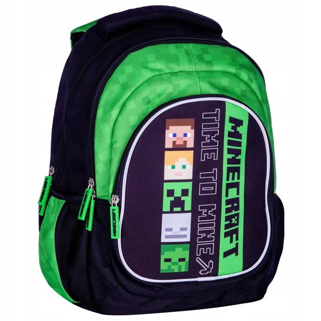 Plecak Szkolny Wielokomorowy MINECRAFT 20l Czarny Zielony Astra_3