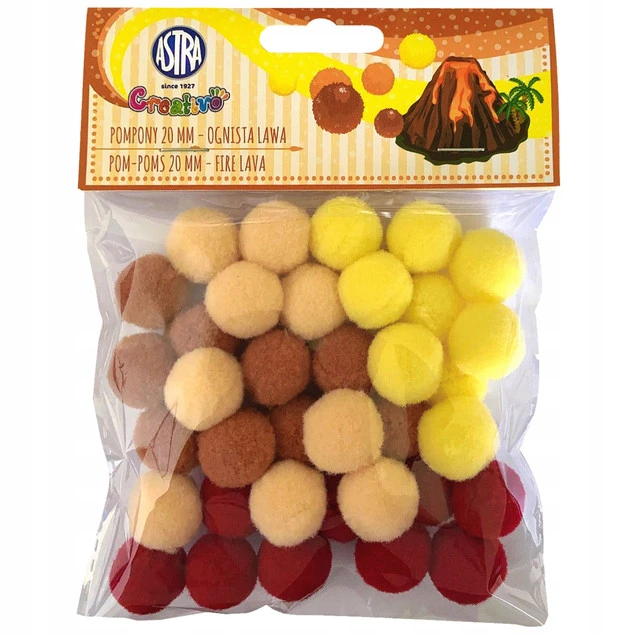 Pompony Dekoracyjne 2cm Wełniane Kłębuszki OGNISTA LAWA Scrapbooking Astra_3