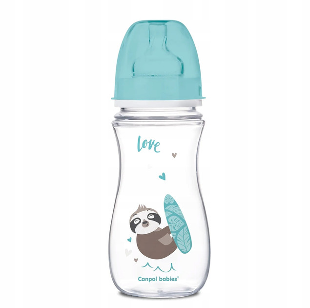 CANPOL BABIES Butelka ANTYKOLKOWA Szeroka LENIWIEC 300ml NIEBIESKA 12M+_4