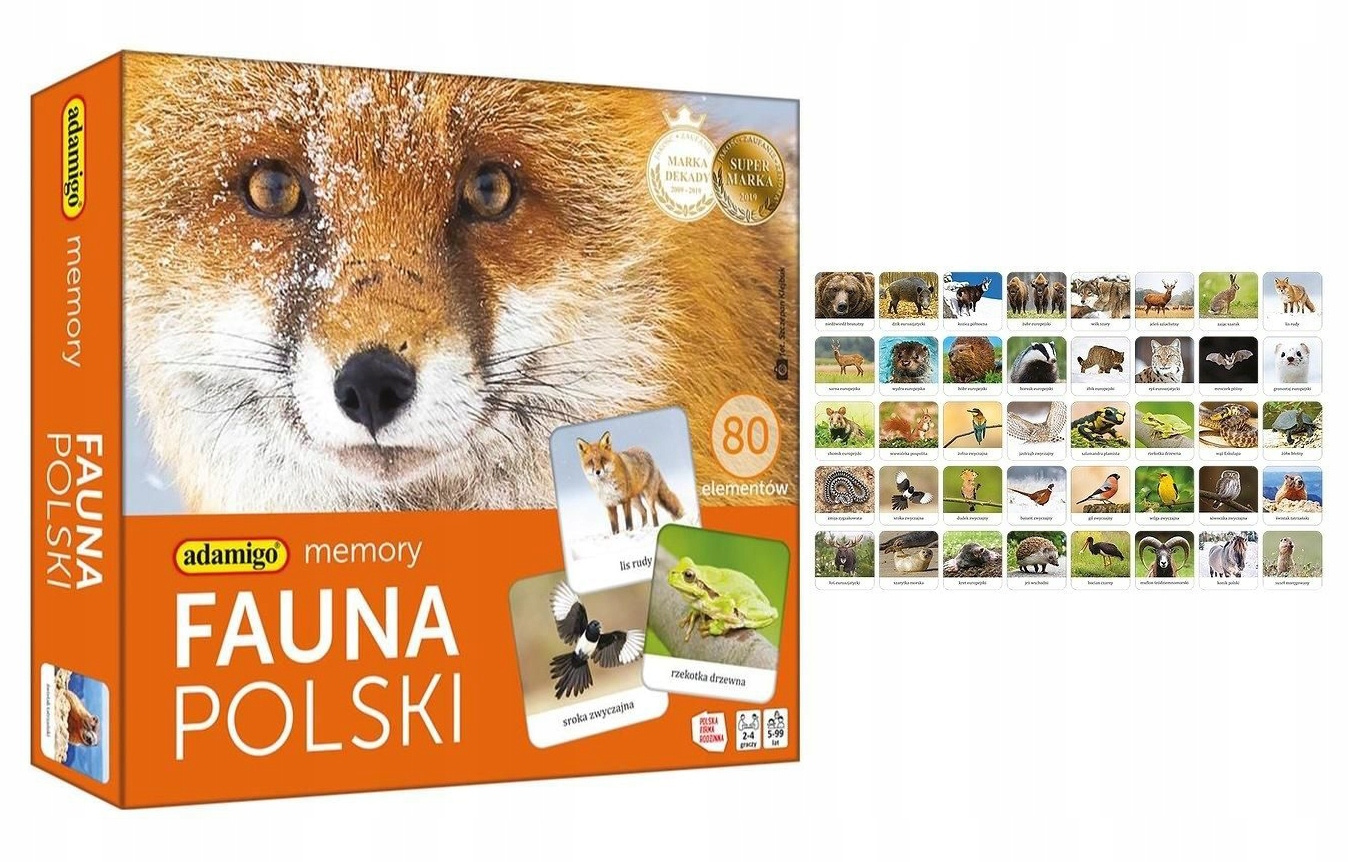 Memory FAUNA POLSKI Gra Pamięciowa Dla Dzieci Pamięć 5+ Adamigo 07738_1
