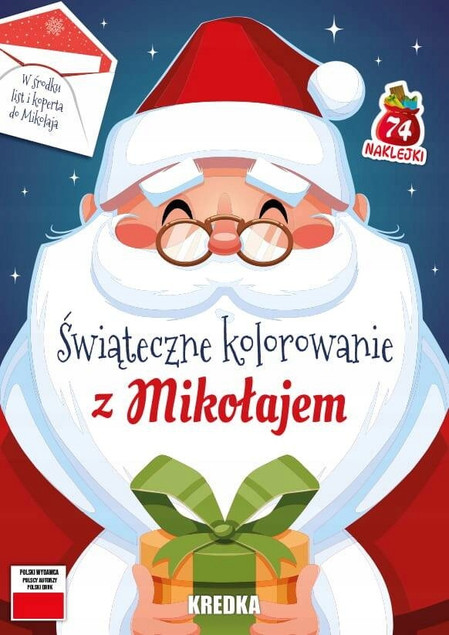 Świąteczne Kolorowanie z Mikołajem 74 Naklejek BooksAndFun_1
