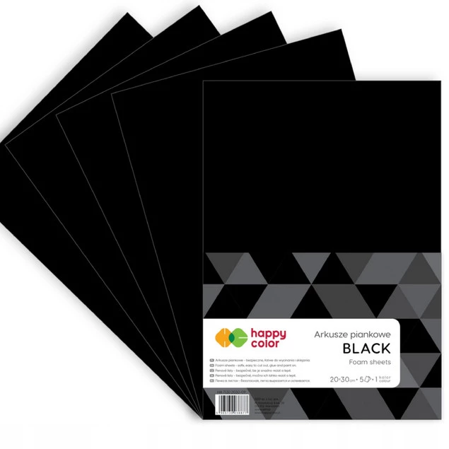 Pianka Dekoracyjna Arkusze Piankowe A4 CZARNY 5 Arkuszy Happy Color_1