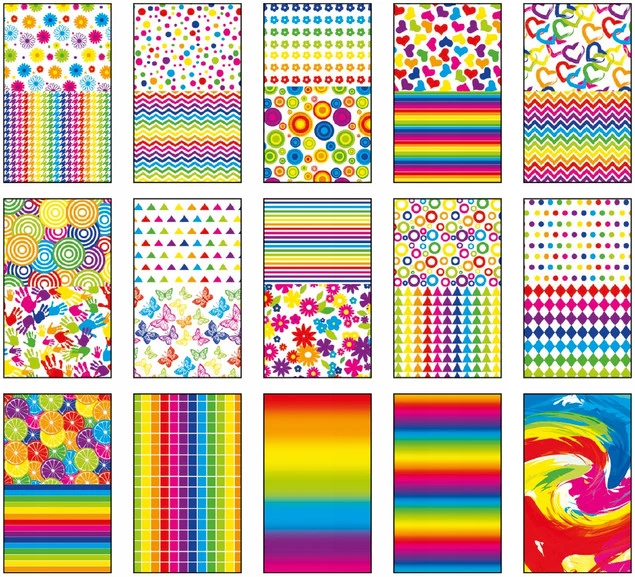 Papier z Motywami Ozdobny KOLOROWY A4 80g/m2 15 Arkuszy Happy Color_2