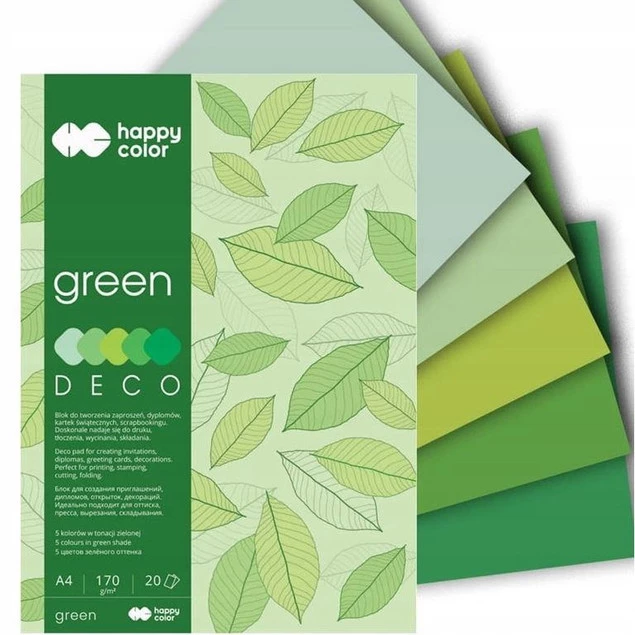 Blok A4 20k ZIELONY Odcienie Deco Green 170g HAPPY COLOR_1