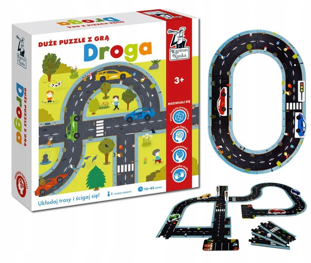 Duże Puzzle z Grą DROGA Układaj Trasy 3+ Kapitan Nauka_1