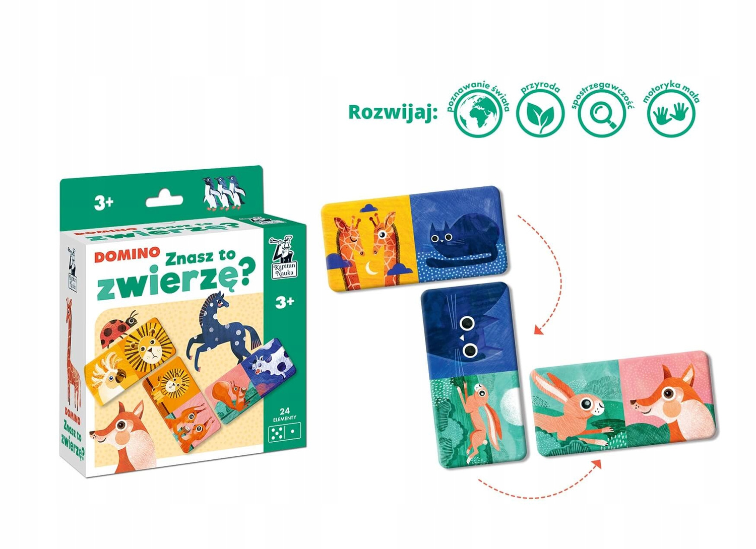ZNASZ TO ZWIERZĘ? Domino Gra Logiczna 3+ Kapitan Nauka_2