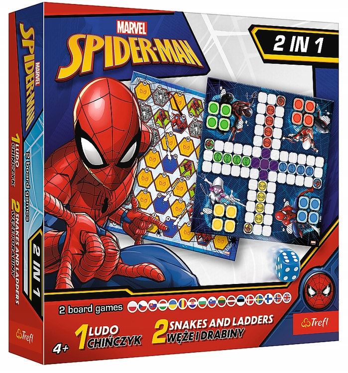 Gra Planszowa SPIDERMAN 2w1 MARVEL Chińczyk Węże Drabiny Rodzinne 4+ Trefl_3