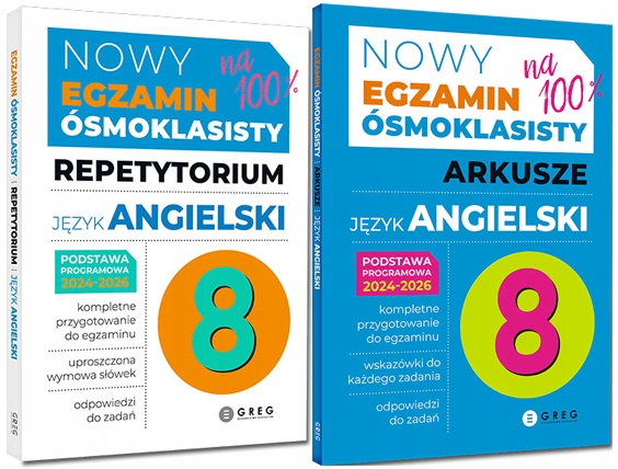 Egzamin Ósmoklasisty KOMPLET Repetytorium Arkusze J. Angielski Greg_1