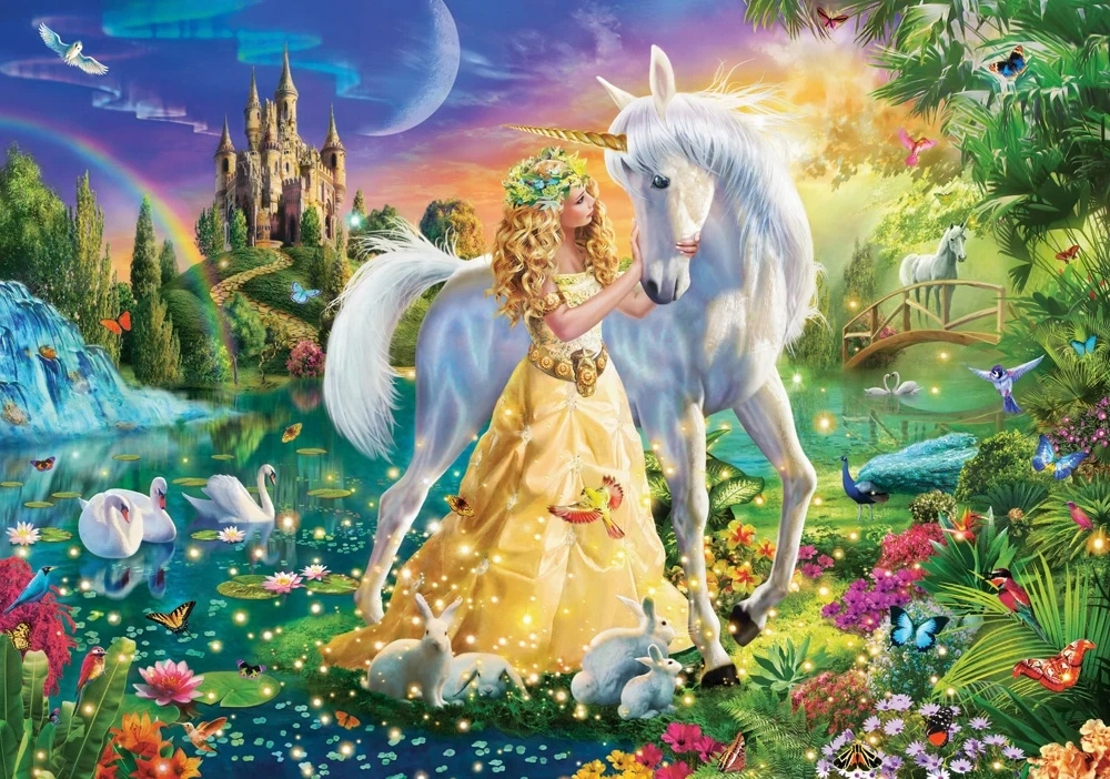 Puzzle 200 Układanka Koń KSIĘŻNICZKA Kwiaty Zwierzęta Zamek 7+ Castorland_1