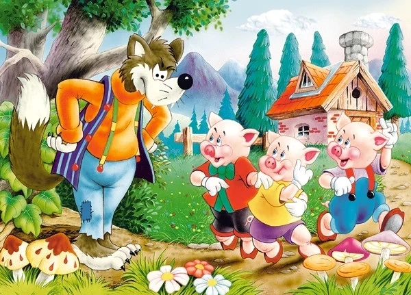Puzzle 60 Układanka Bajka TRZY ŚWINKI Wilk Castorland_1