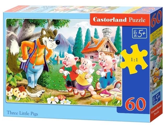 Puzzle 60 Układanka Bajka TRZY ŚWINKI Wilk Castorland_2