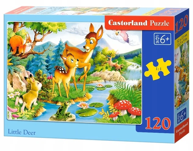 Puzzle 120 Układanka Zwierzęta JELONKI Las Jelonek Jeleń Rzeka 6+ Castor_2