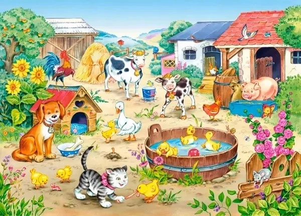 Puzzle 60 Układanka Farma ZWIERZĘTA Wieś Pies Kot 5+ Castorland_1