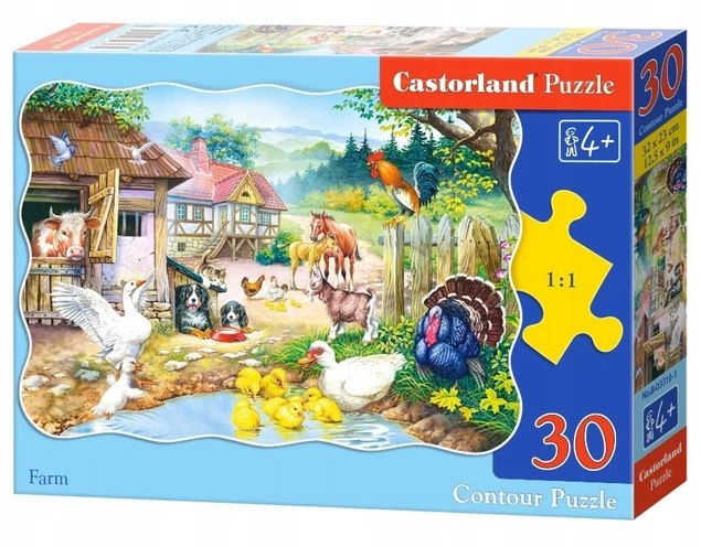 Puzzle 30 Układanka Zwierzęta FARMA Wieś Pies Kot Konie 4+ Castorland_2