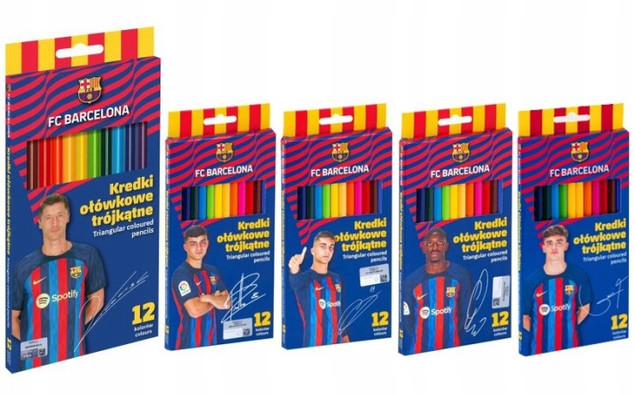 Kredki Ołówkowe Class FC BARCELONA Trójkątne 12 Kolorów Astra_4