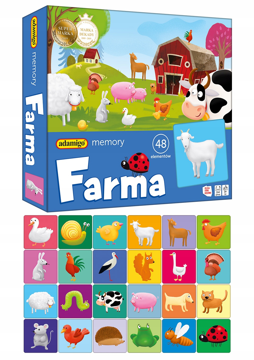 Memory FARMA Gra Pamięciowa Dla Dzieci Pamięć 3+ Adamigo 07875_1
