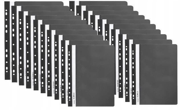 Skoroszyt PP A4 Miękki Wpinany 10szt CZARNY Biurfol_1