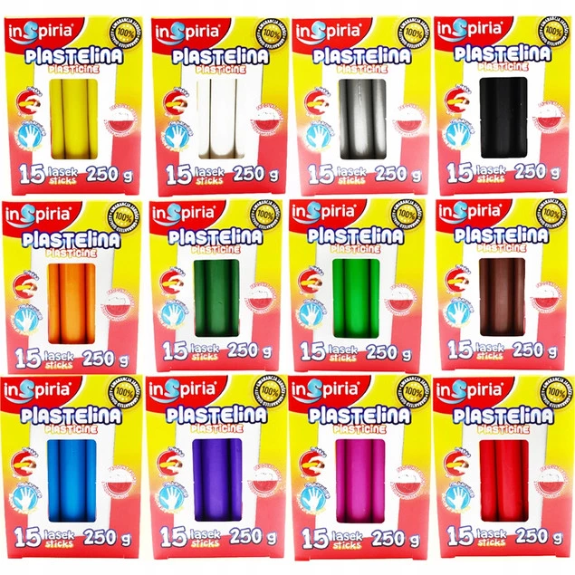PLASTELINA duży zestaw 12 kolorów x15 PRZEDSZKOLNY Inspiria 180szt_1