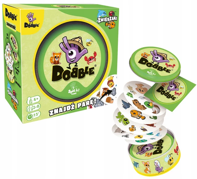 Dobble ZWIERZAKI Gra Karciana Pełna Dynamiki 4+ Rebel_1