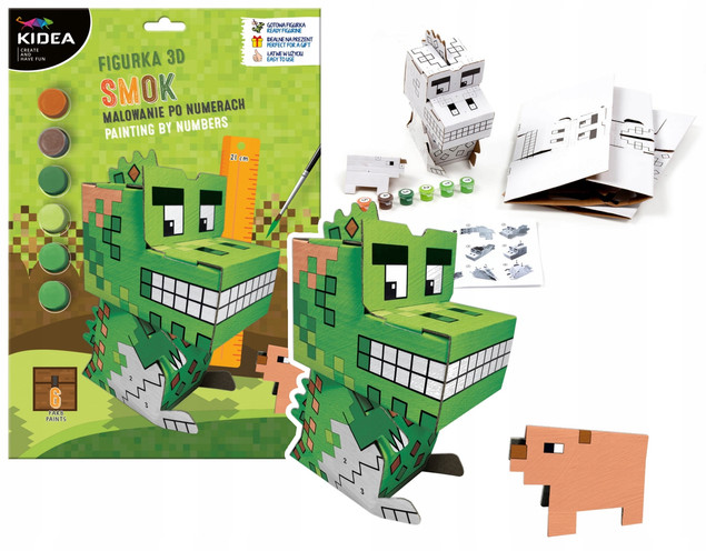 Figurka 3D Malowanie Po Numerach MINECRAFT Smok Świnka 3+ Kidea_1