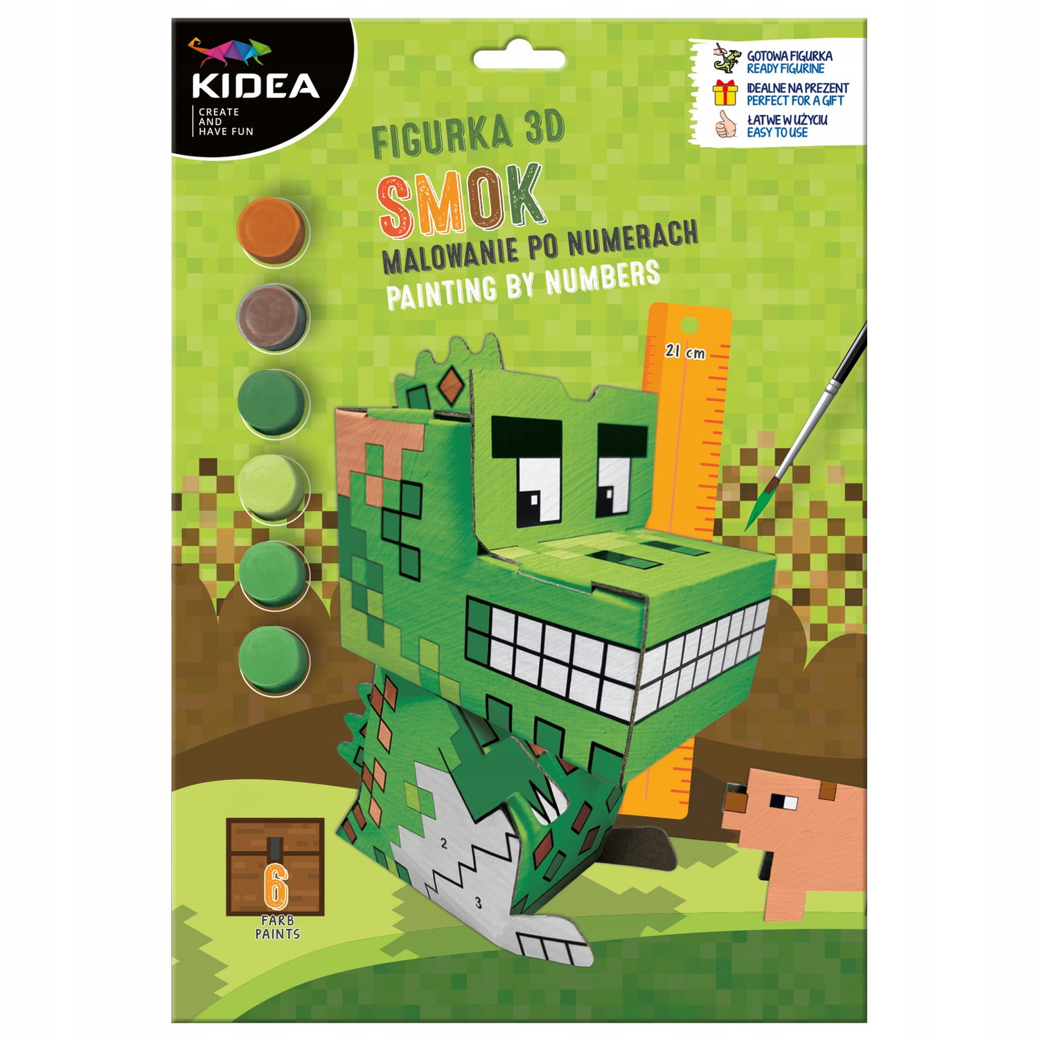 Figurka 3D Malowanie Po Numerach MINECRAFT Smok Świnka 3+ Kidea_6