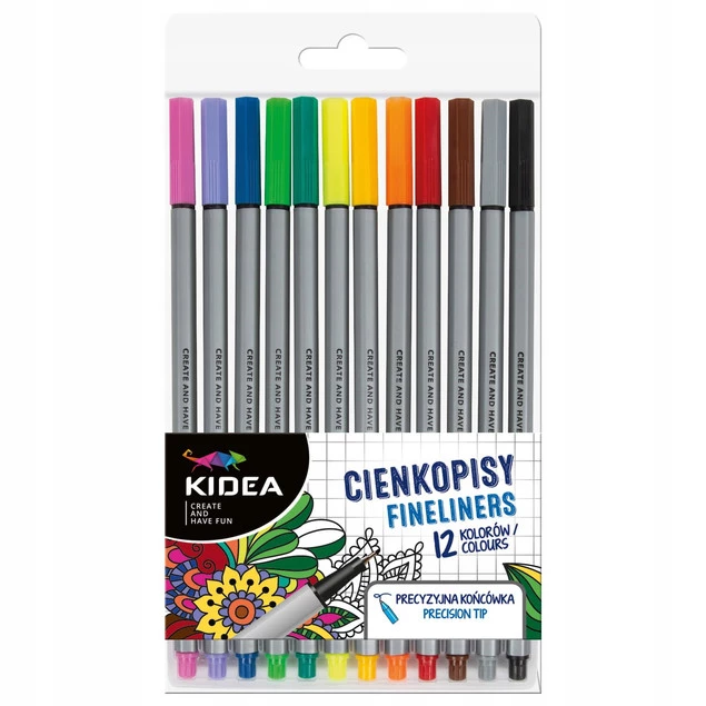 Cienkopis Precyzyjny Cienka Końcówka 12 Kolorów Intensywne Kolory Kidea_5