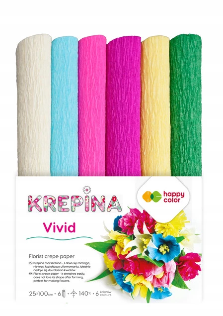 Krepina Marszczona Bibuła Kolorowa Vivid 25x100cm Happy Color_3