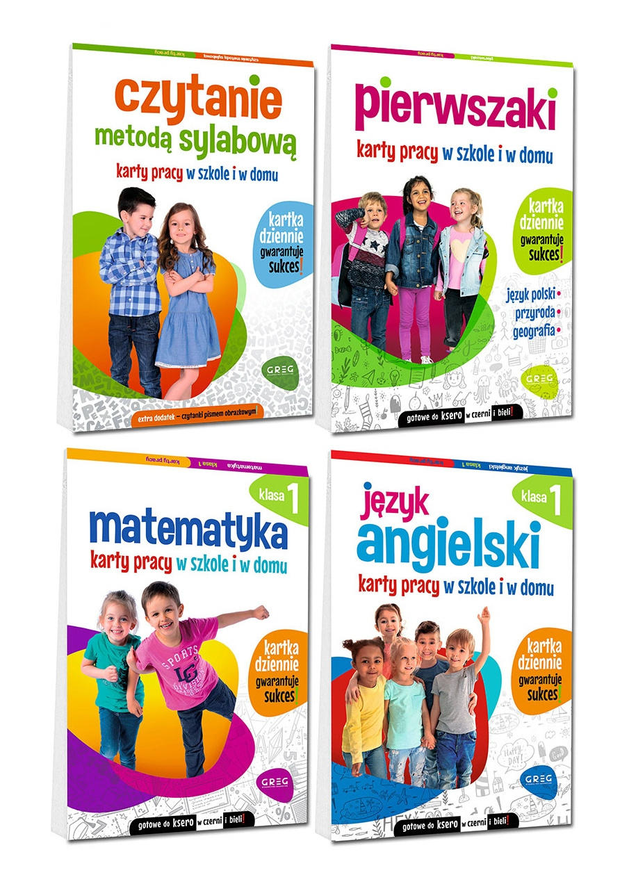 ZESTAW Pierwszaki Karty Pracy Klasa 1 Sylaby Angielski Matematyka 4w1 Greg_1