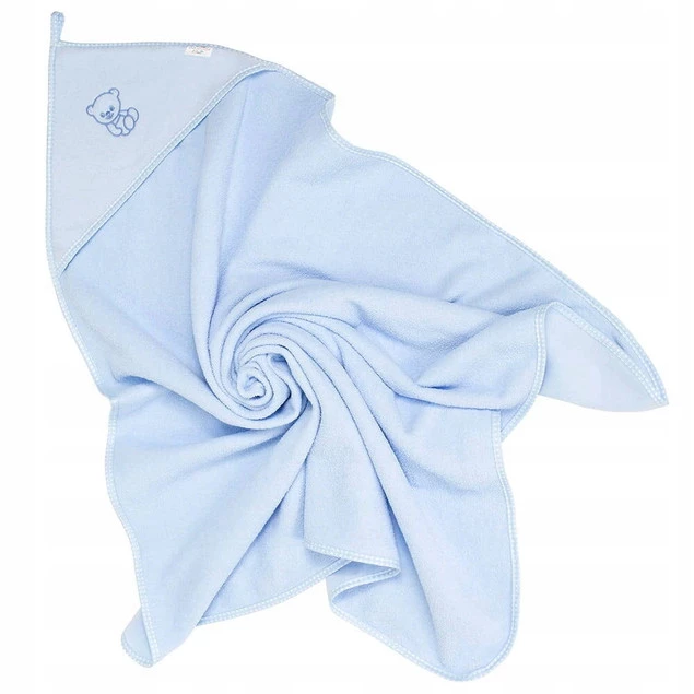 Okrycie Kąpielowe Z Kapturkiem Ręcznik 80x80 Bawełna Frotte BLUE Bocioland_1