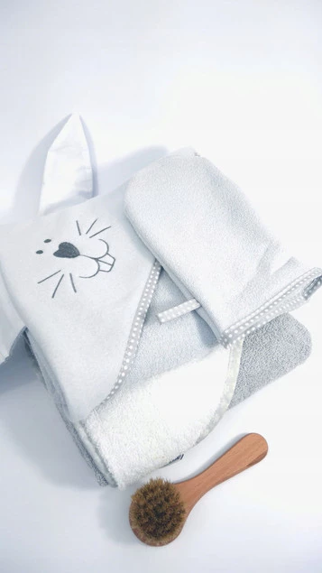 Okrycie Kąpielowe Z Kapturkiem Ręcznik 80x80 Bawełna KRÓLIK Bocioland_3