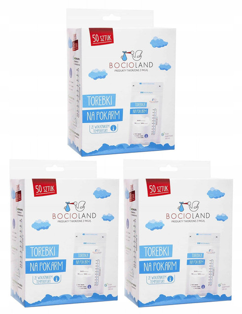 3x BOCIOLAND Woreczki Do Mrożenia Pokarmu Torebki Strunowe 200ml 150 szt_1