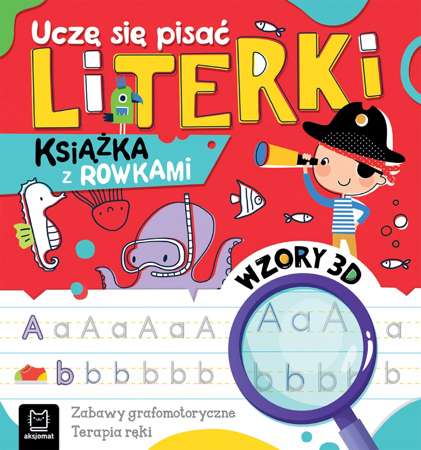 Uczę Się Pisać LITERKI Książka Z Rowkami Wzory 3D 4+ Aksjomat 4297_1