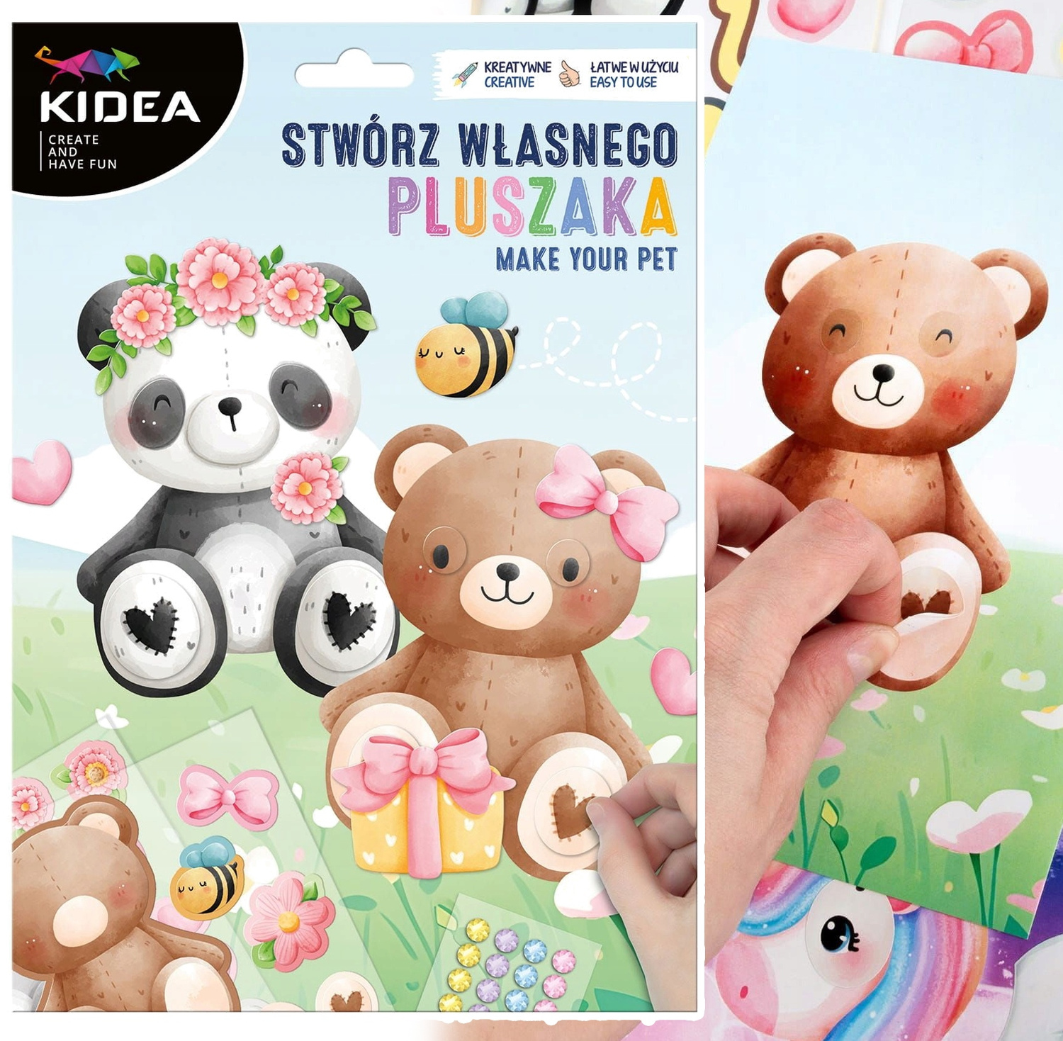 Stwórz Własnego PUPILA Arkusze Z Nalepkami JEDNOROŻEC MIŚ PANDA 3+ Kidea_1